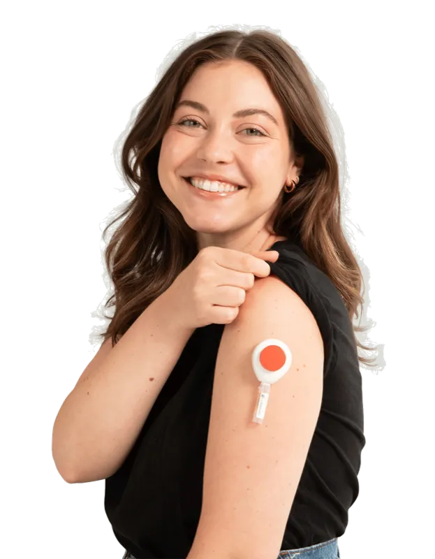 Tasso+ blood collection device applied to a user's upper arm